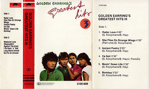 Golden Earring Greatest Hits 3 cassette inlay 1981 NL